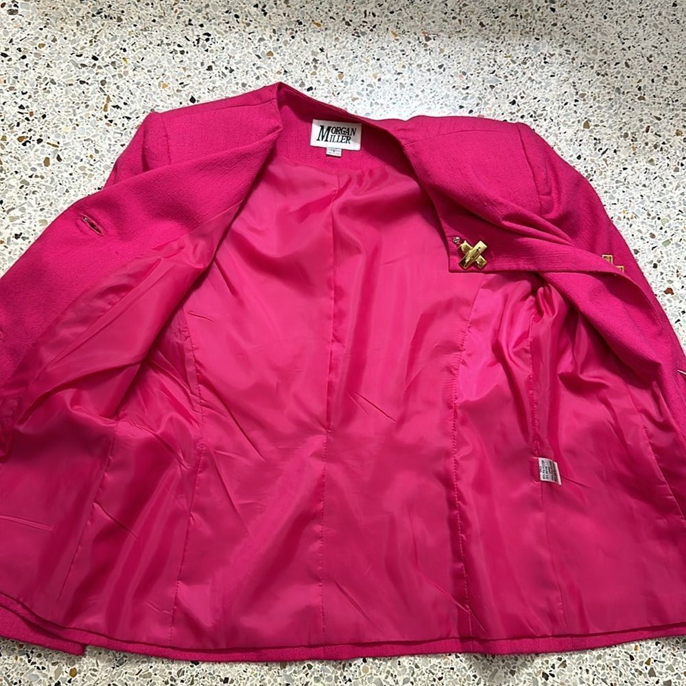 Morgan Miller hot Barbie pink gold X button blazer jacket medium 8 - Picture 7 of 10